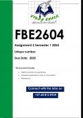 FBE2604 Assignment 2 (QUALITY ANSWERS) Semester 1 2025