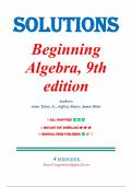 Solutions for Beginning Algebra 9th Edition by John Tobey, Jeffrey Slater, Jenny Crawford, Jamie Blair, All Chapters 1-10