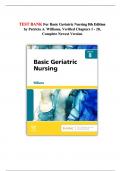 TEST BANK For Basic Geriatric Nursing 8th Edition by Patricia A. Williams, Verified Chapters 1 - 20, || Complete Newest Version 2025