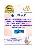 PUB2602 Assignment 3 PORTFOLIO (COMPLETE ANSWERS) Semester 1 2025 - DUE 8 May 2025; 100% TRUSTED Complete, trusted solutions and explanations.