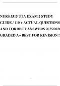 NURS 5315 UTA EXAM 2 STUDY GUIDE / 110 + ACTUAL QUESTIONS AND CORRECT ANSWERS 2025/2026 GRADED A+ BEST FOR REVISION !!