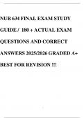 NUR 634 FINAL EXAM STUDY GUIDE / 180 + ACTUAL EXAM QUESTIONS AND CORRECT ANSWERS 2025/2026 GRADED A+ BEST FOR REVISION !!!