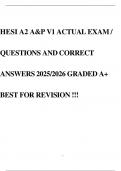 HESI A2 A&P V1 ACTUAL EXAM / QUESTIONS AND CORRECT ANSWERS 2025/2026 GRADED A+ BEST FOR REVISION !!!