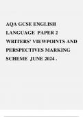 AQA GCSE ENGLISH LANGUAGE PAPER 2 WRITERS’ VIEWPOINTS AND PERSPECTIVES MARKING SCHEME JUNE 2024 .