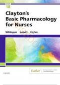 Test Bank for Clayton's Basic Pharmacology for Nurses 18th Edition by Michelle J. Willihnganz ,All chapters covered, Latest edition, Graded A+