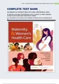 COMPLETE TEST BANK _ MATERNITY & WOMEN'S HEALTH CARE 13TH EDITION, (2023) BY DEITRA LEONARD LOWDERMILK, KITTY CASHION, KATHRYN RHODES ALDEN, ELLEN OLSHANSKY, SHANNON E. PERRY ALL CHAPTERS 1-37| 8 UNITS| LATEST VERSION WITH DETAILED ANSWERS| GRADE 