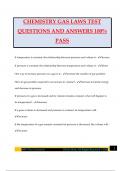 CHEMISTRY GAS LAWS TEST QUESTIONS AND ANSWERS 100% PASS