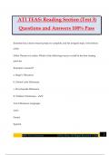 ATI TEAS: Reading Section (Test 3) Questions and Answers 100% Pass