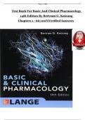 Test Bank for Basic and Clinical Pharmacology 14th Edition by Bertram G. Katzung Chapters 1 - 66 Complete