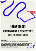 IRM1501 Assignment 1 Semester 1 | Due 19 March 2025