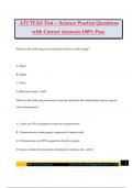 ATI TEAS Test -- Science Practice Questions with Correct Answers 100% Pass