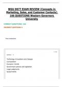 WGU D077 EXAM REVIEW (Concepts in Marketing, Sales, and Customer Contacts) 166 QUESTIONS Western Governors University