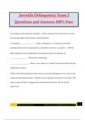 Juvenile Delinquency Exam 2 Questions and Answers 100% Pass