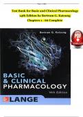 Test Bank for Basic and Clinical Pharmacology  14th Edition by Bertram G. Katzung  Chapters 1 - 66 Complete