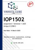 IOP1502 Assignment 1 (DETAILED ANSWERS) Semester 1 2025 - DISTINCTION GUARANTEED 