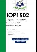 IOP1502 Assignment 1 (QUALITY ANSWERS) Semester 1 2025