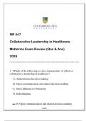 NR 447 Collaborative Leadership in HC Midterms Exam Review 2025 (Qns & Ans)