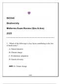 BIO340 Biodiversity Midterms Exam Review 2025 (Qns & Ans