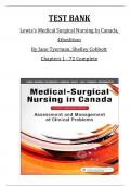 TEST BANK for Lewis's Medical Surgical Nursing In Canada,  4th edition By Jane Tyerman, Shelley Cobbett Chapters 1 to 72 Complete