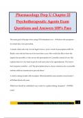 Pharmacology Prep U Chapter 22 Psychotherapeutic Agents Exam Questions and Answers 100% Pass