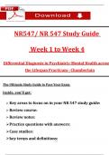 NR 547 Differential Dx Midterm Exam Study Guide (Week 1 - 4) (Latest 2025 / 2026):Very Comprehensive to Pass the Exam, 100% Verified