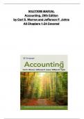 Solutions Manual  for Accounting, 29th Edition  by Carl S. Warren and Jefferson P. Johns  All Chapters 1-24 Covered