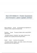 Stat 225 Midterm 1 Notes Questions And Answers Latest Update (2025)!!