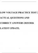 LOW VOLTAGE PRACTICE TEST 2 ACTUAL QUESTIONS AND CORRECT ANSWERS 2025/2026 LATEST UPDATE.