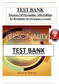 Theories of Personality 10th Edition by Ryckman - Test Bank All 18 Chapters Covered, Verified Latest Edition