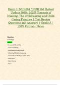 Exam 1: NUR254 / NUR 254 (Latest Update 2025 / 2026) Concepts of Nursing; The Childbearing and Child Caring Families | Test Review Questions and Answers | Grade A | 100% Correct - Galen