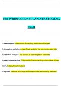 WGU D491 INTRODUCTION TO ANALYTICS OA EXAM AND STUDY GUIDE NEWEST 2024 ACTUAL EXAM 150 QUESTIONS AND CORRECT DETAILED ANSWERS (VERIFIED ANSWERS) |ALREADY GRADED A+