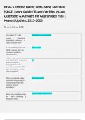 NHA - Certified Billing and Coding Specialist (CBCS) Study Guide / Expert Verified Actual Questions & Answers for Guaranteed Pass | Newest Update, 2025-2026 