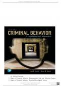 TEST BANK For Criminal Behavior: A Psychological Approach 12th Edition (Bartol) Chapters 1 - 16, Complete