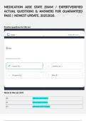 MEDICATION AIDE STATE EXAM / EXPERTVERIFIED ACTUAL QUESTIONS & ANSWERS FOR GUARANTEED PASS | NEWEST UPDATE, 20252026.