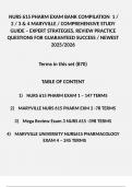  NURS 615 PHARM EXAM BANK COMPILATION  1 / 2 / 3 & 4 MARYVILLE / COMPREHENSIVE STUDY GUIDE – EXPERT STRATEGIES, REVIEW PRACTICE QUESTIONS FOR GUARANTEED SUCCESS / NEWEST 2025/2026  Terms in this set (870)  TABLE OF CONTENT  1)	NURS 615 PHARM EXAM 1 – 147 