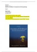 Summary Disorders of Childhood - Development and Psychopathology 3rd edition - Parritz - 9781337098113 - Chapters 1 - 6 + TEST BANK + core concepts explained + trends and developments + weblinks