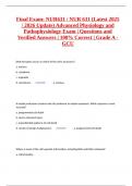 Final Exam: NUR631 / NUR 631 (Latest 2025 / 2026 Update) Advanced Physiology and Pathophysiology Exam | Questions and Verified Answers | 100% Correct | Grade A - GCU