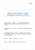 MATH 1140 Midterm I With Complete Solutions (2025)!!.