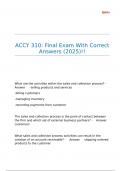 ACCY 310 Final Exam With Correct Answers (2025)!!