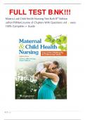 Maternal and Child Health Nursing Test Bank 8th Edition Author:Pillitteri,JoAnne All Chapters With Questions And ANSwers 100% Complete A+ Guide