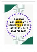 PAR1501 Assignment 1 Semester 1 2025 (602324) - DUE March 2025