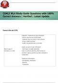 CSMLS MLA Study Guide Questions with 100% Correct Answers | Verified | Latest Update