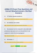 AHIMA CCS Exam Prep Questions and Correct Detailed Answers (Verified  Answers)