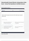 Massachusetts Funeral Director Jurisprudence State Exam / Actual Test Questions & Verified Answers.  Practice questions for this set   Terms in this set (28)  What is the minimal size of a prep room?	12 x 14 What is the minimal size of a funeral home chap