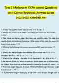 Teas 7 Math exam 100% correct Questions  with Correct Reṿiewed Answers Latest  2025/2026 GRADED A+