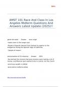 AMST 101 Race And Class In Los Angeles Midterm Questions And Answers Latest Update (2025)!!