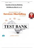 Test Bank for Essentials of Services Marketing, 4th Edition (Wirtz) (Ch 1 – 15) > Download as Pdf File <