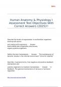 Human Anatomy & Physiology I Assessment Test Objectives With Correct Answers (2025)!!