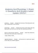 Anatomy And Physiology 1 (Exam 1) Questions And Answers Latest Update (2025)!!