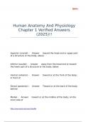 Human Anatomy And Physiology Chapter 1 Verified Answers (2025)!!